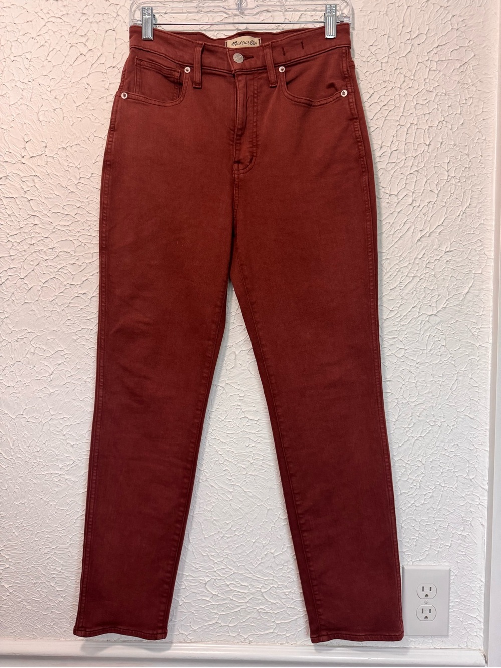 Madewell High-Rise Stovepipe Skinny Jeans in Burgundy/Berry